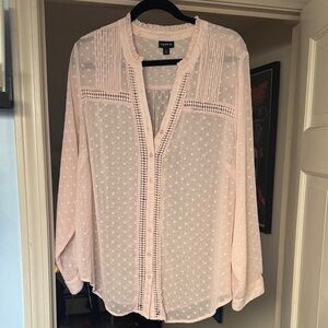 Torrid Light Pink Blouse with Lace Detail